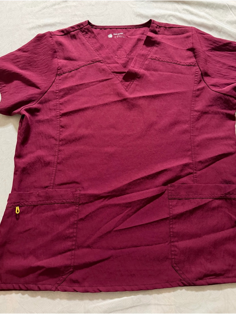 WonderWink Four-Stretch XL Burgundy Scrub Top Women’s Medical Uniform